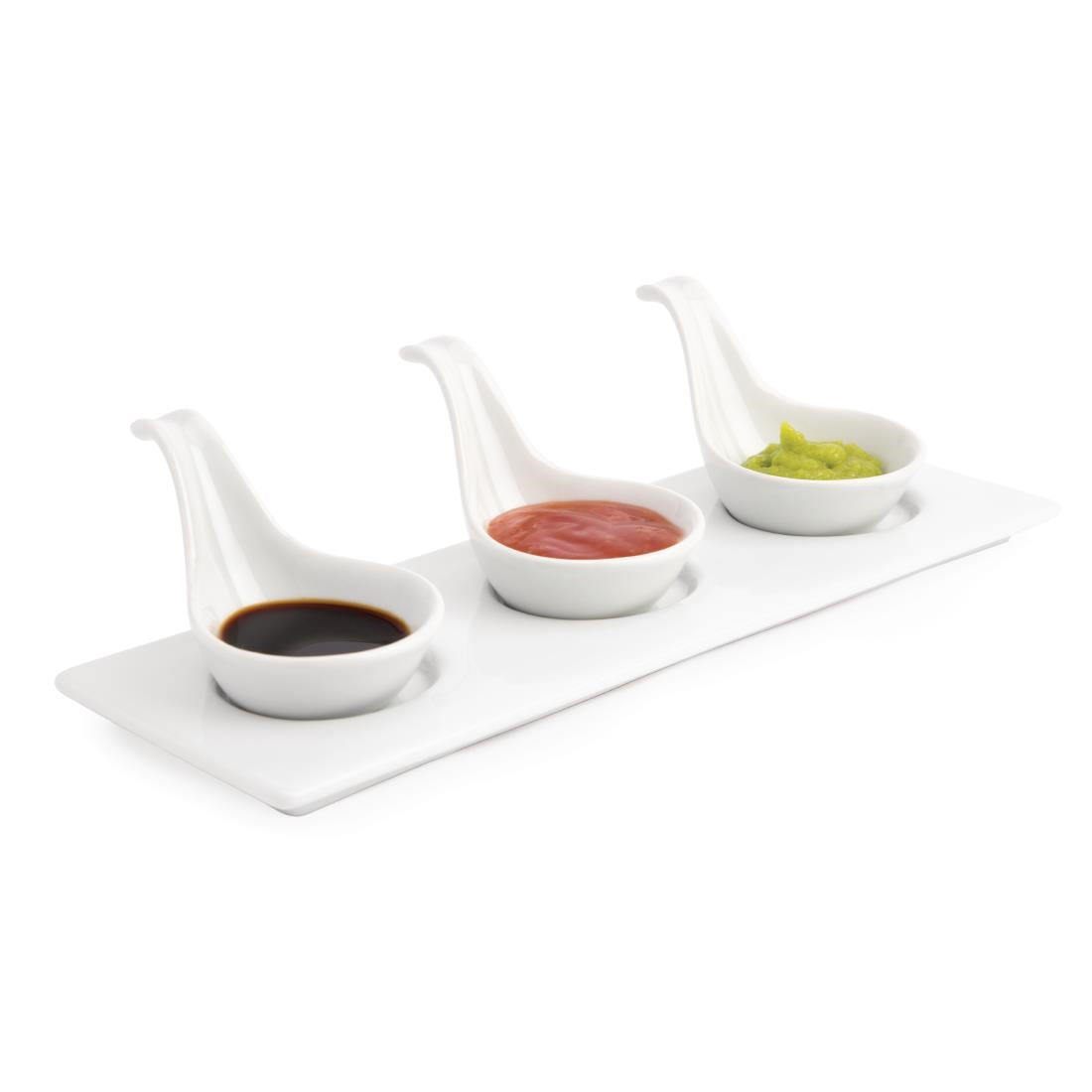 Olympia Whiteware Miniature Spoon Shape Dipping Bowls 60x95x55mm (12 Pack)