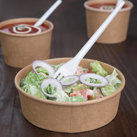 Fiesta Compostable Round Kraft Salad Bowls 500ml / 18oz (300 Pack)