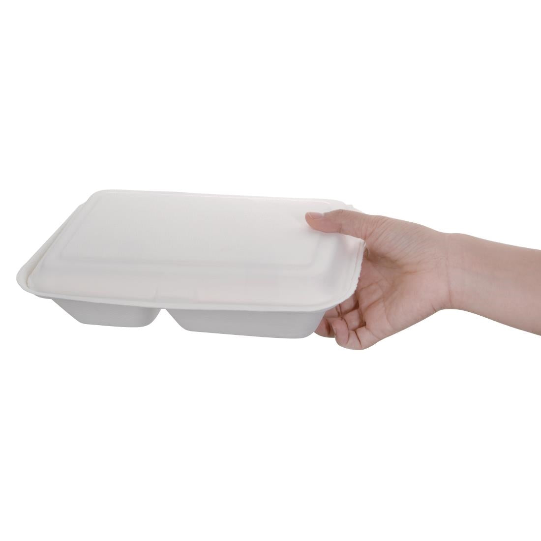 Fiesta Compostable Bagasse Hinged 2-Compartment Food Containers 253mm (200 Pack)