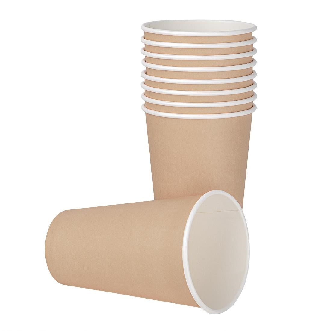 Fiesta Recyclable Single Wall Takeaway Coffee Cups Kraft 455ml / 16oz (1000 Pack)