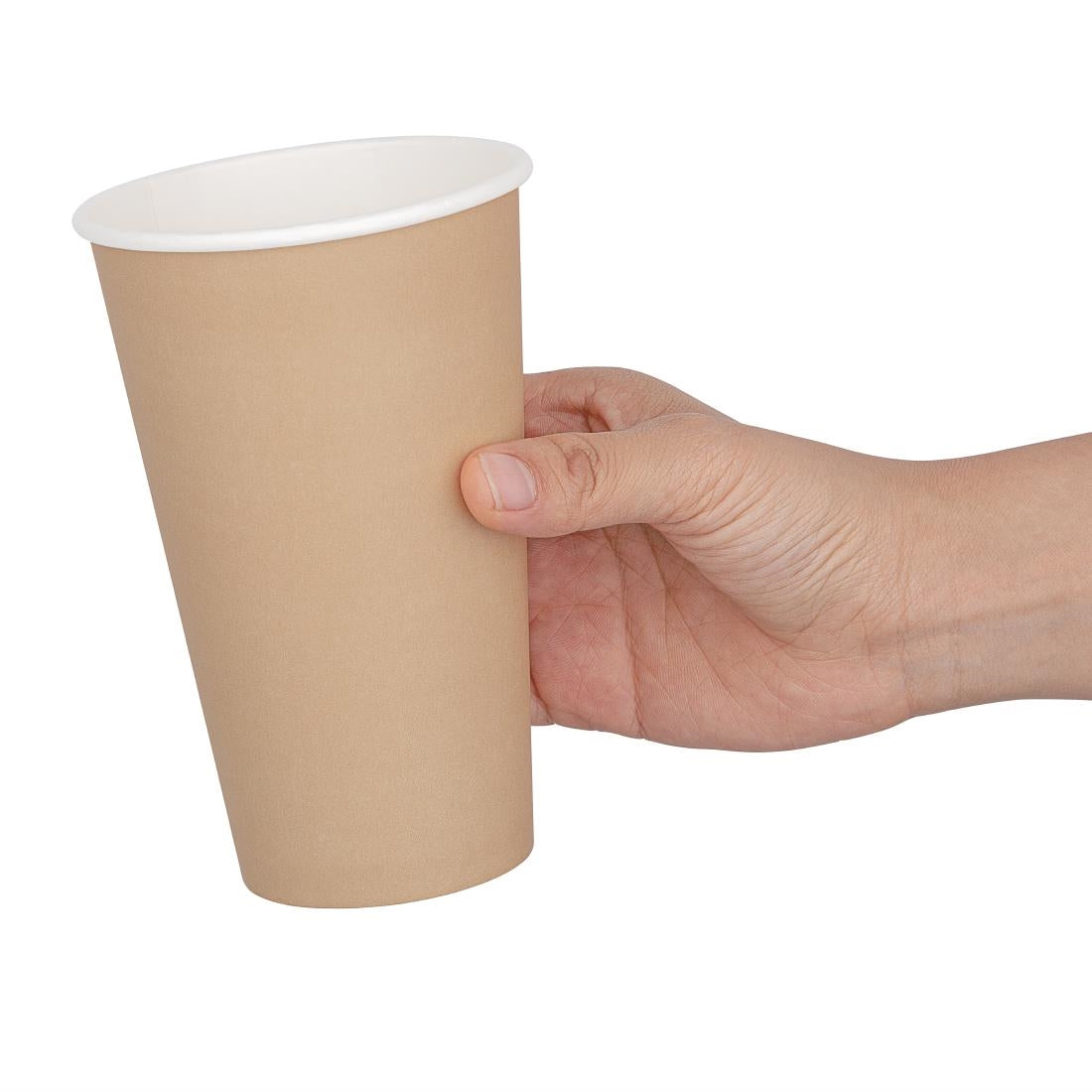 Fiesta Recyclable Single Wall Takeaway Coffee Cups Kraft 455ml / 16oz (1000 Pack)