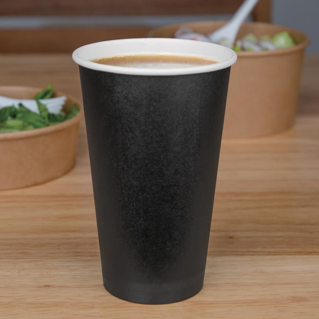 Fiesta Recyclable Coffee Cups Single Wall Black 455ml / 16oz (1000 Pack)