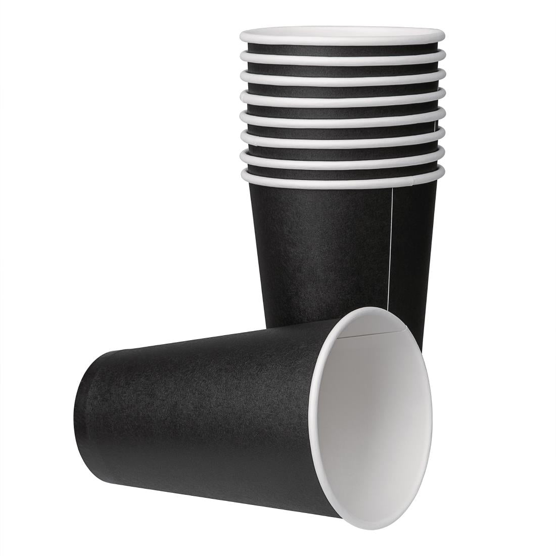 Fiesta Recyclable Coffee Cups Single Wall Black 455ml / 16oz (50 Pack)