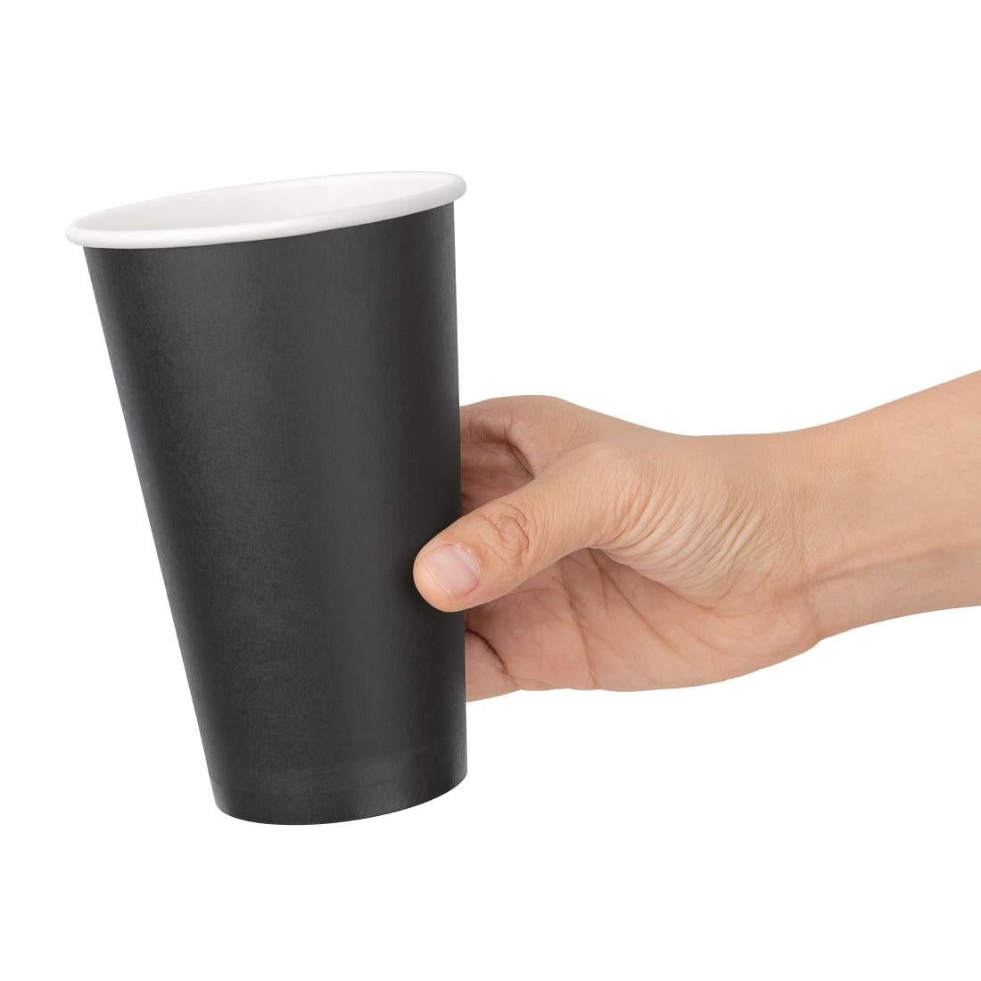 Fiesta Recyclable Coffee Cups Single Wall Black 455ml / 16oz (50 Pack)