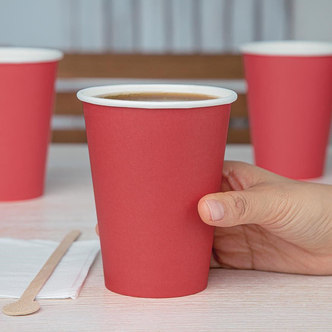 Recyclable Single Wall Takeaway Coffee Cups red