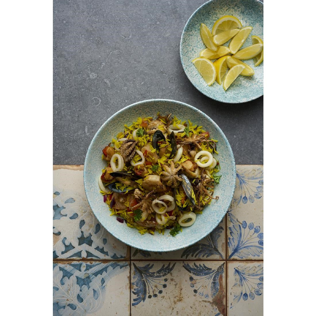 Churchill Vintage Prints Med Tiles Aquamarine Coupe Bowls 248mm (12 Pack)