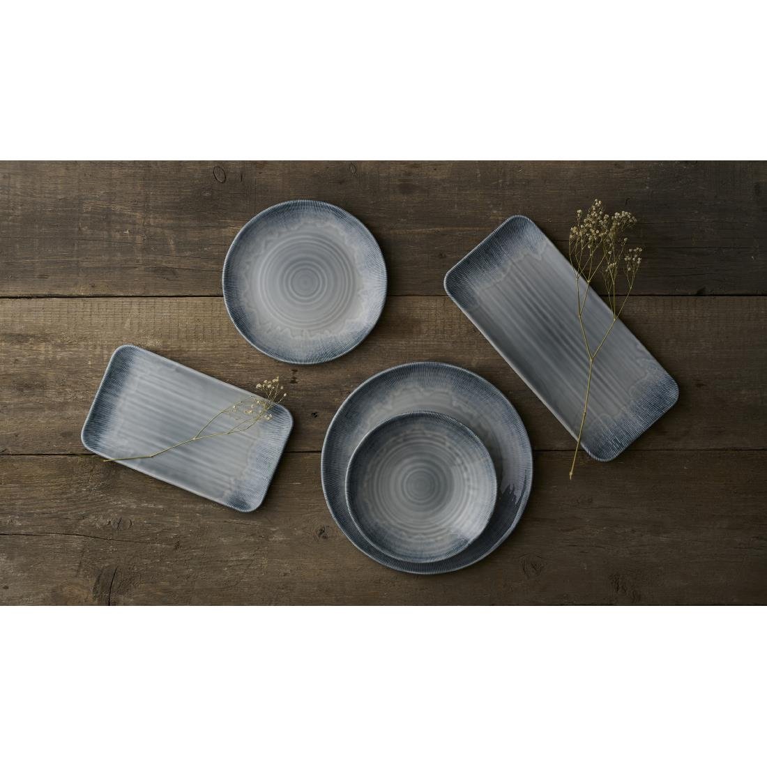 Dudson Harvest Flux Grey Organic Coupe Plates 230mm (12 Pack)