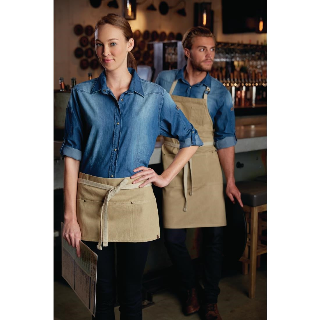Chef Works Urban Austin Denim Bib Apron Natural