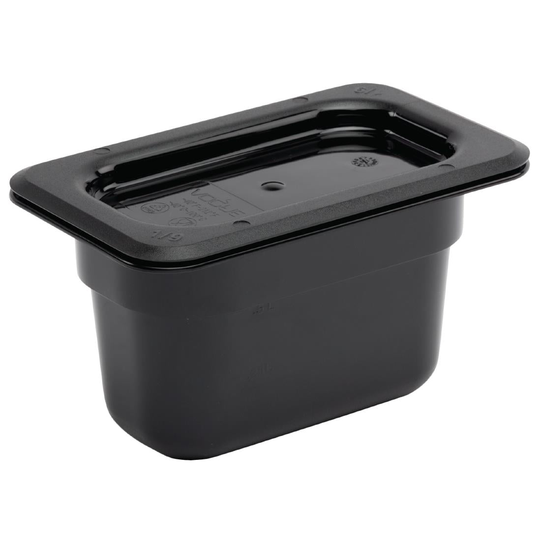 Vogue Polycarbonate 1/9 Gastronorm Container 100mm Black