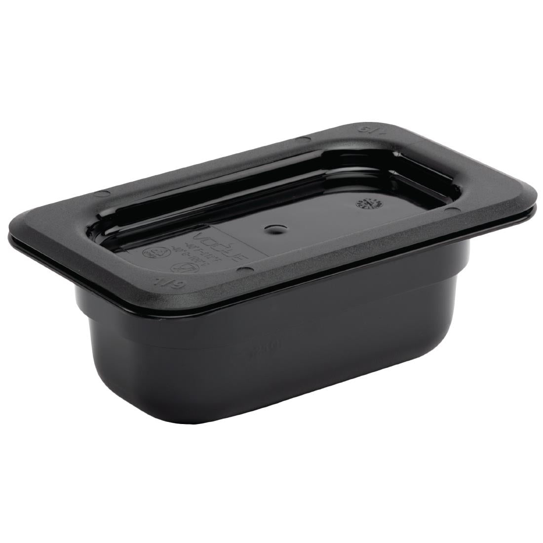 Vogue Polycarbonate 1/9 Gastronorm Container 65mm Black