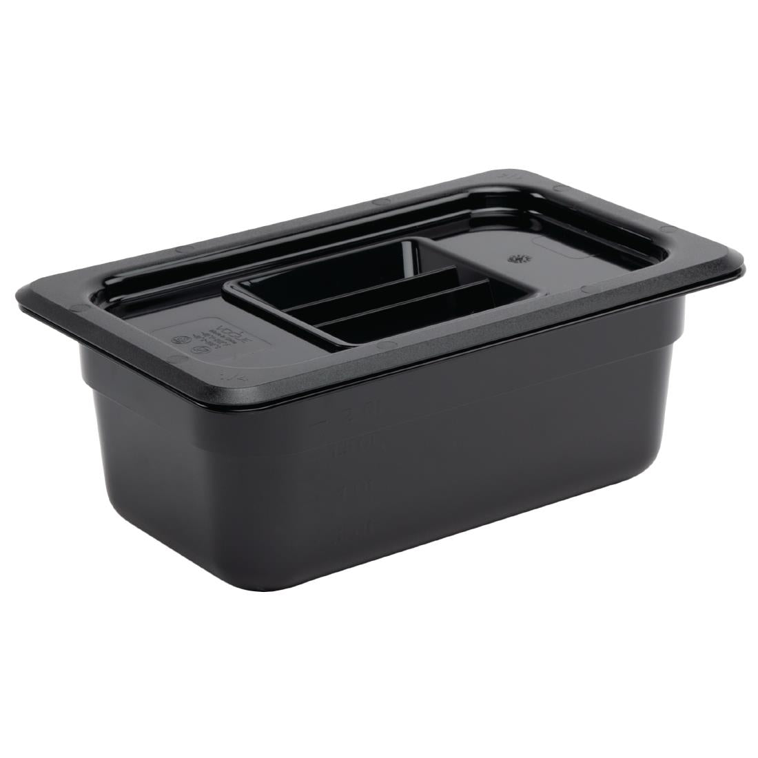 Vogue Polycarbonate 1/4 Gastronorm Container 100mm Black
