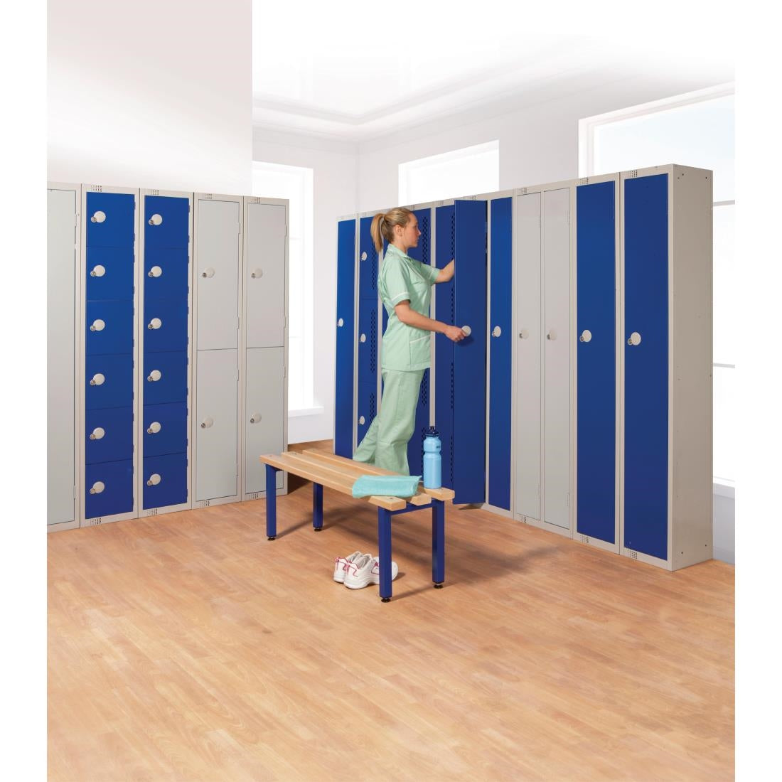 Elite Single Door Manual Combination Locker Locker Blue with Sloping Top