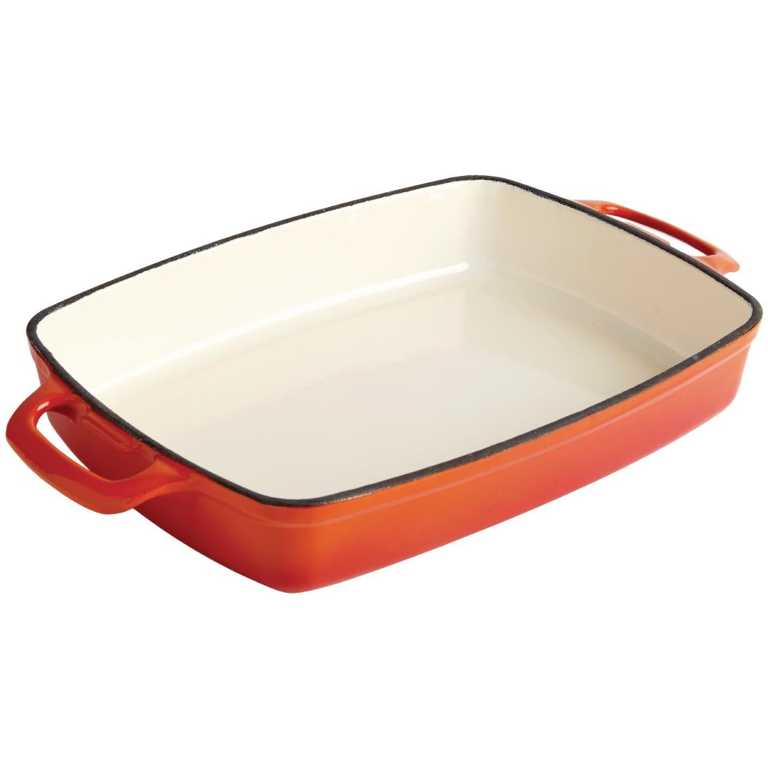 Vogue Rectangular Cast Iron Dish Orange 2.8Ltr