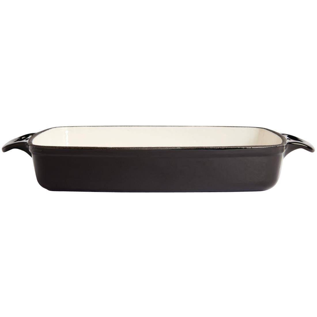 Vogue Rectangular Cast Iron Dish Black 2.8Ltr