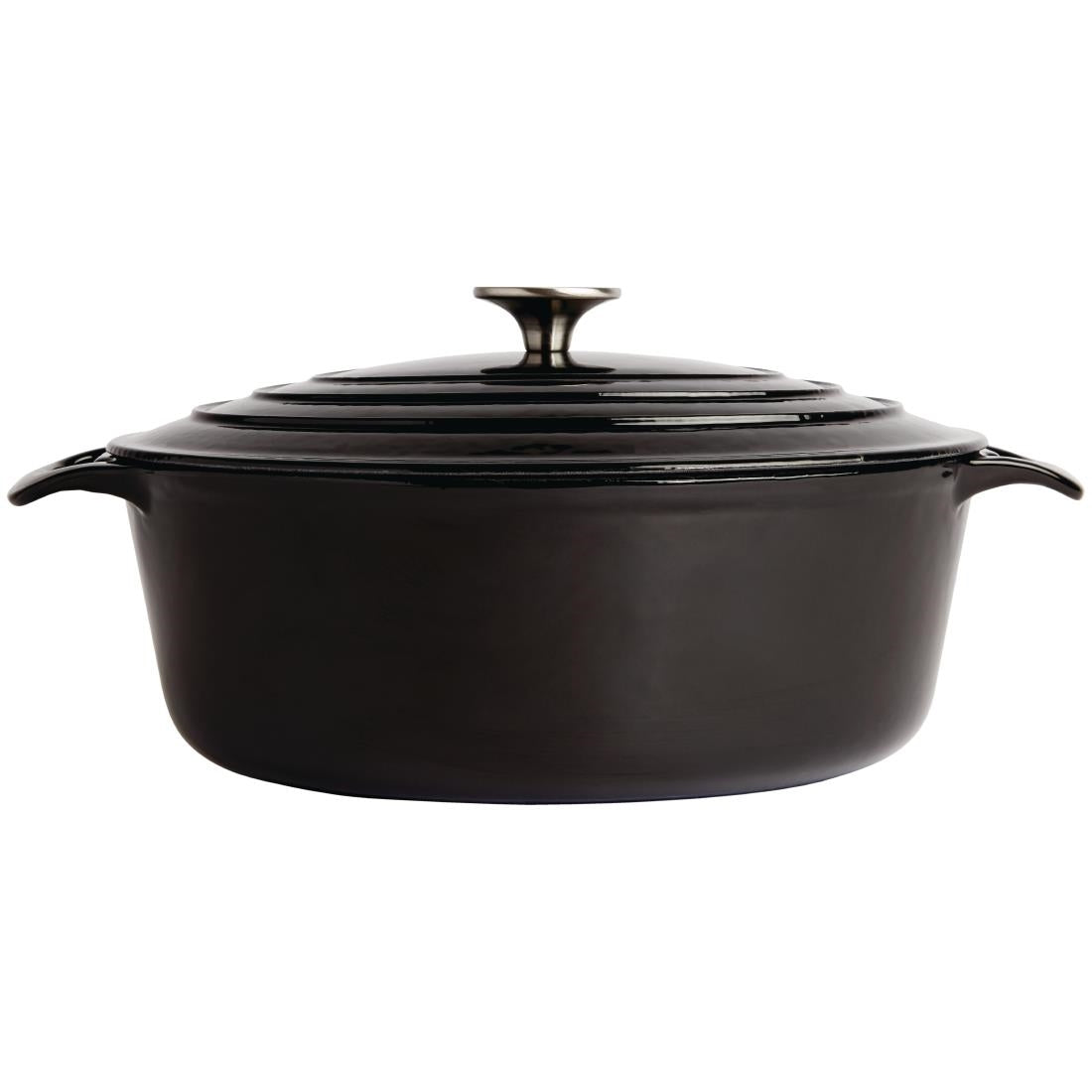 Vogue Oval Casserole Dish Black 6Ltr