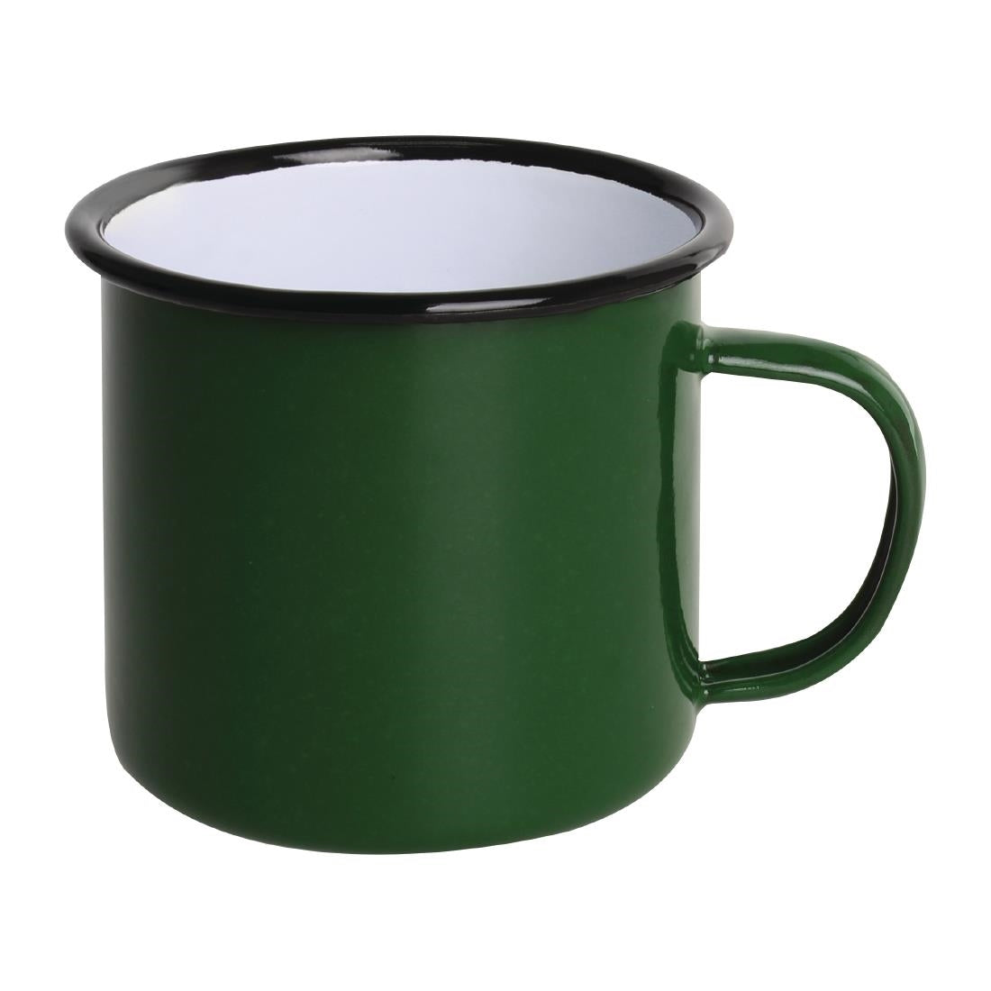 Olympia Enamel Mugs Green 350ml (6 Pack)