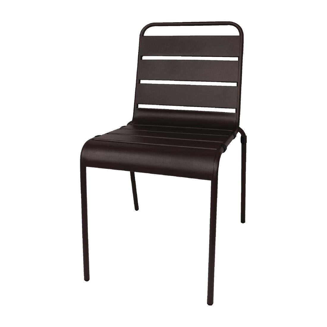 Bolero Amalfi Slatted Steel Side Chairs Black (4 Pack)