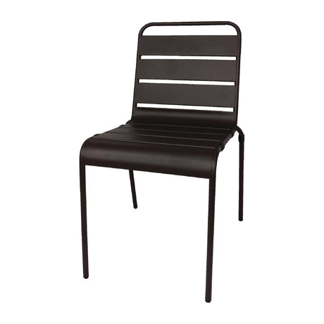 Bolero Amalfi Slatted Steel Side Chairs Black (4 Pack)