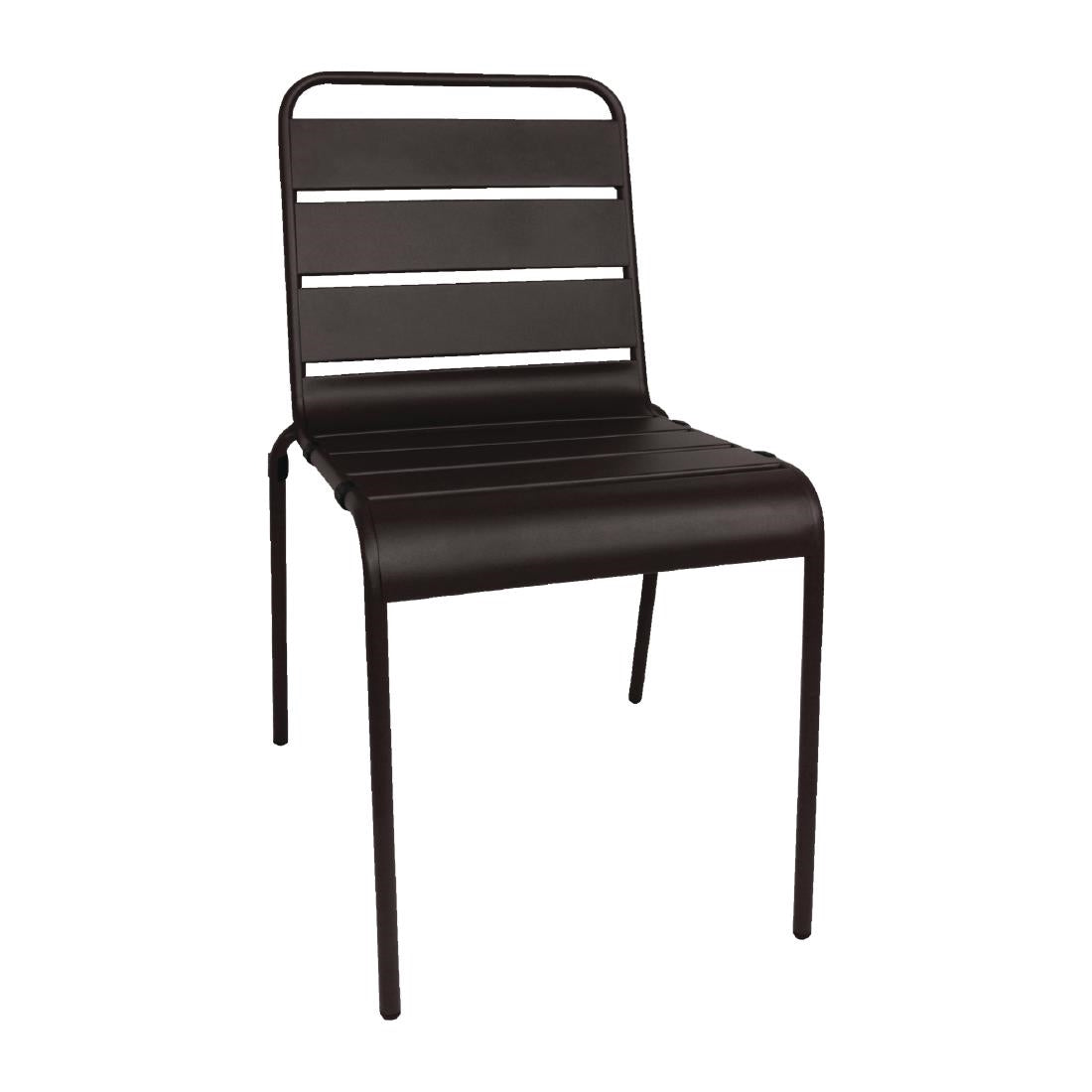 Bolero Amalfi Slatted Steel Side Chairs Black (4 Pack)