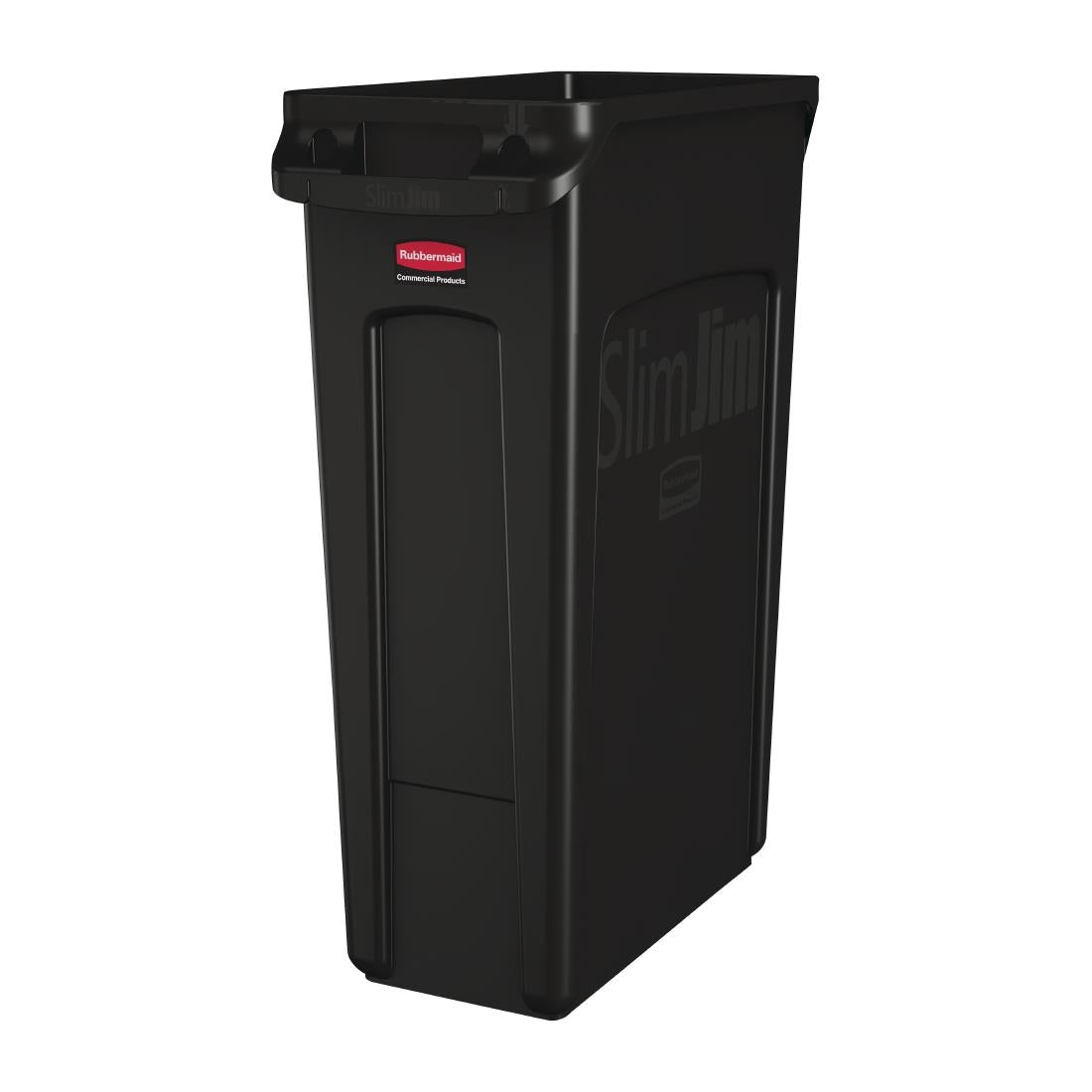 Rubbermaid Slim Jim Bin with Venting Channels Black 87Ltr