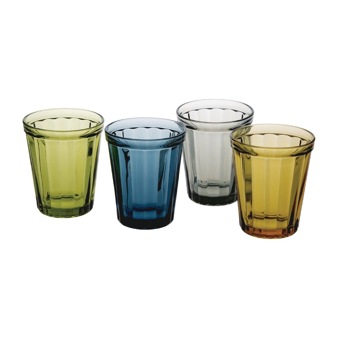 Olympia Cabot Panelled Glasses Tumblers Green 260ml (6 Pack)
