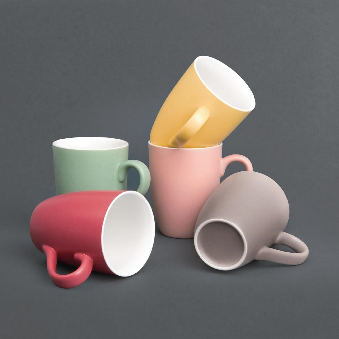Olympia Pastel Mugs Grey 340ml (6 Pack)