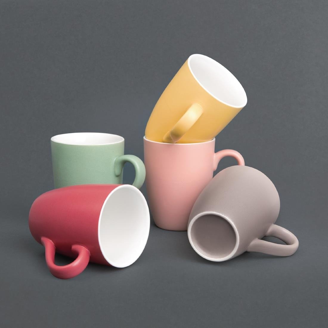 Olympia Pastel Mugs Red 340ml (6 Pack)
