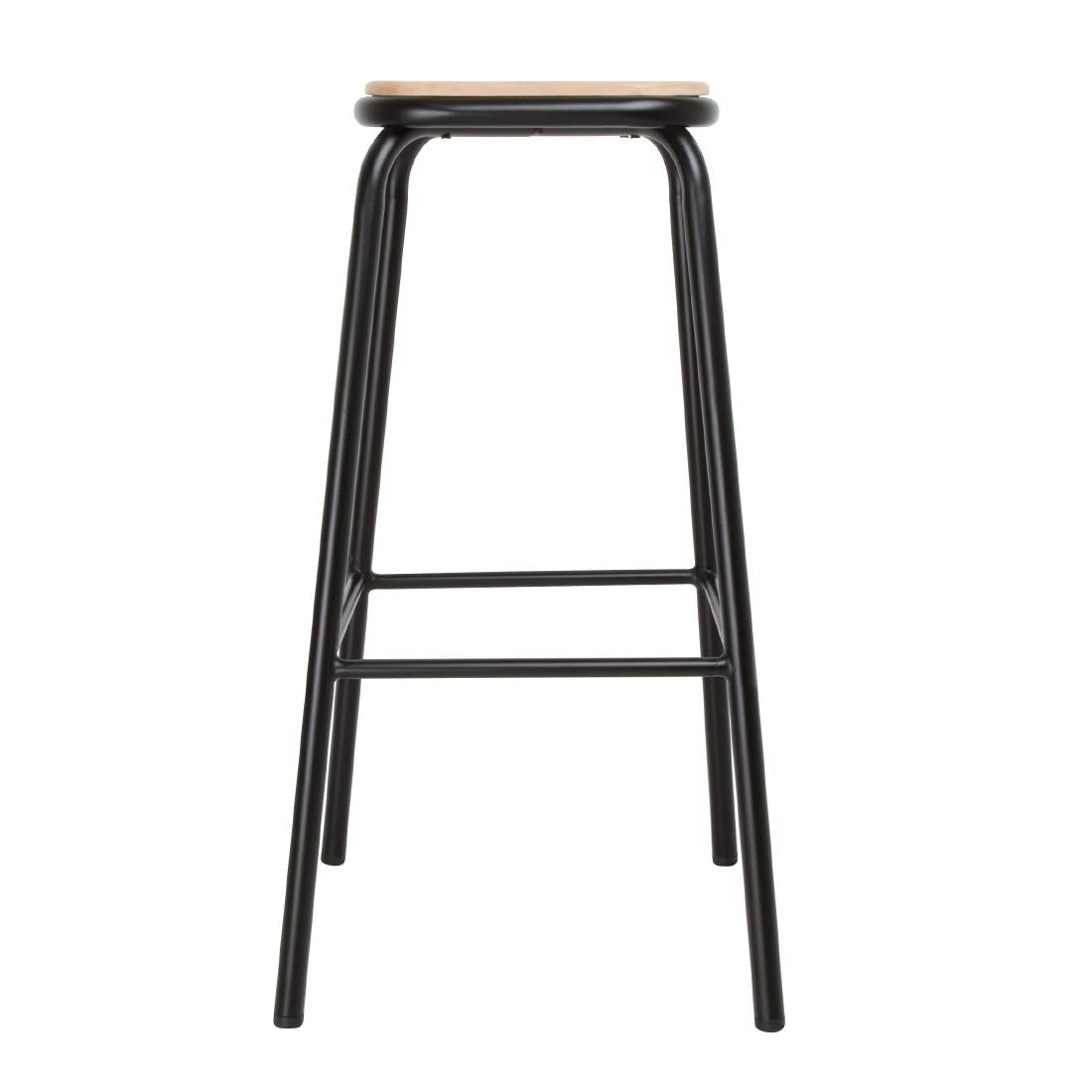 Bolero Cantina High Stools with Wooden Seat Pad Black (4 Pack)