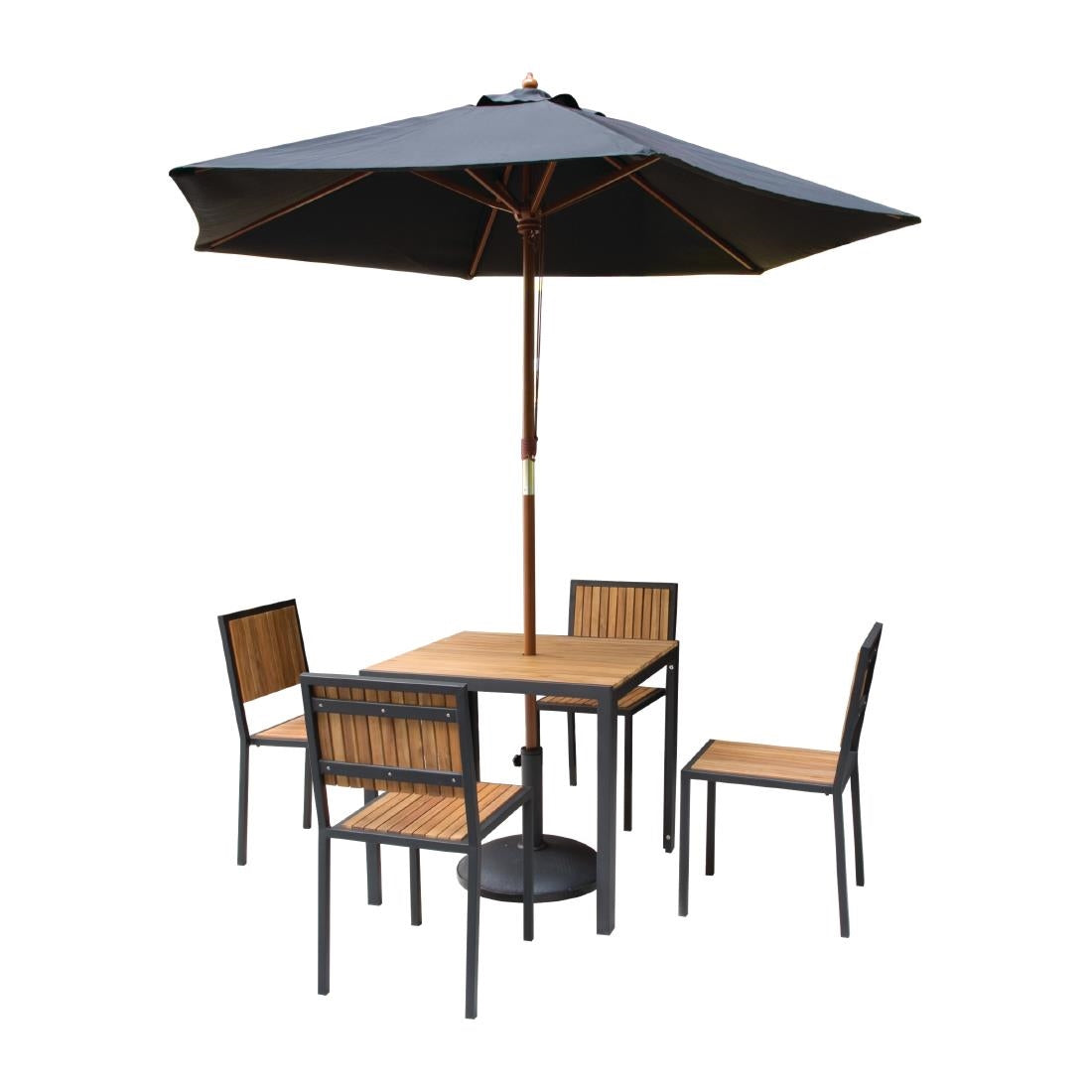 Bolero Steel & Acacia Side Chairs (4 Pack)