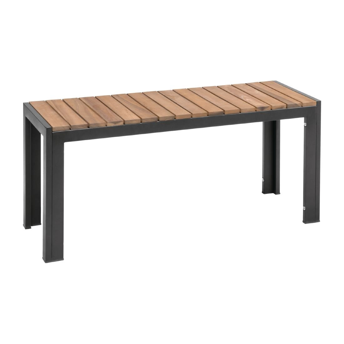 Bolero Rectangular Steel and Acacia Benches 1000mm (2 Pack)