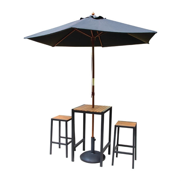 Bolero Black Steel & Acacia Wood Bar Stools (2 Pack)