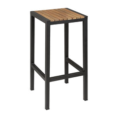 Bolero Black Steel & Acacia Wood Bar Stools (2 Pack)