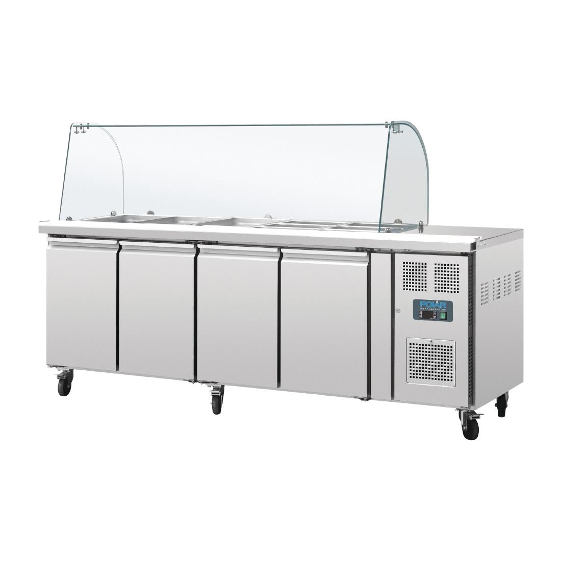 Polar U-Series Four Door Refrigerated Gastronorm Saladette Counter