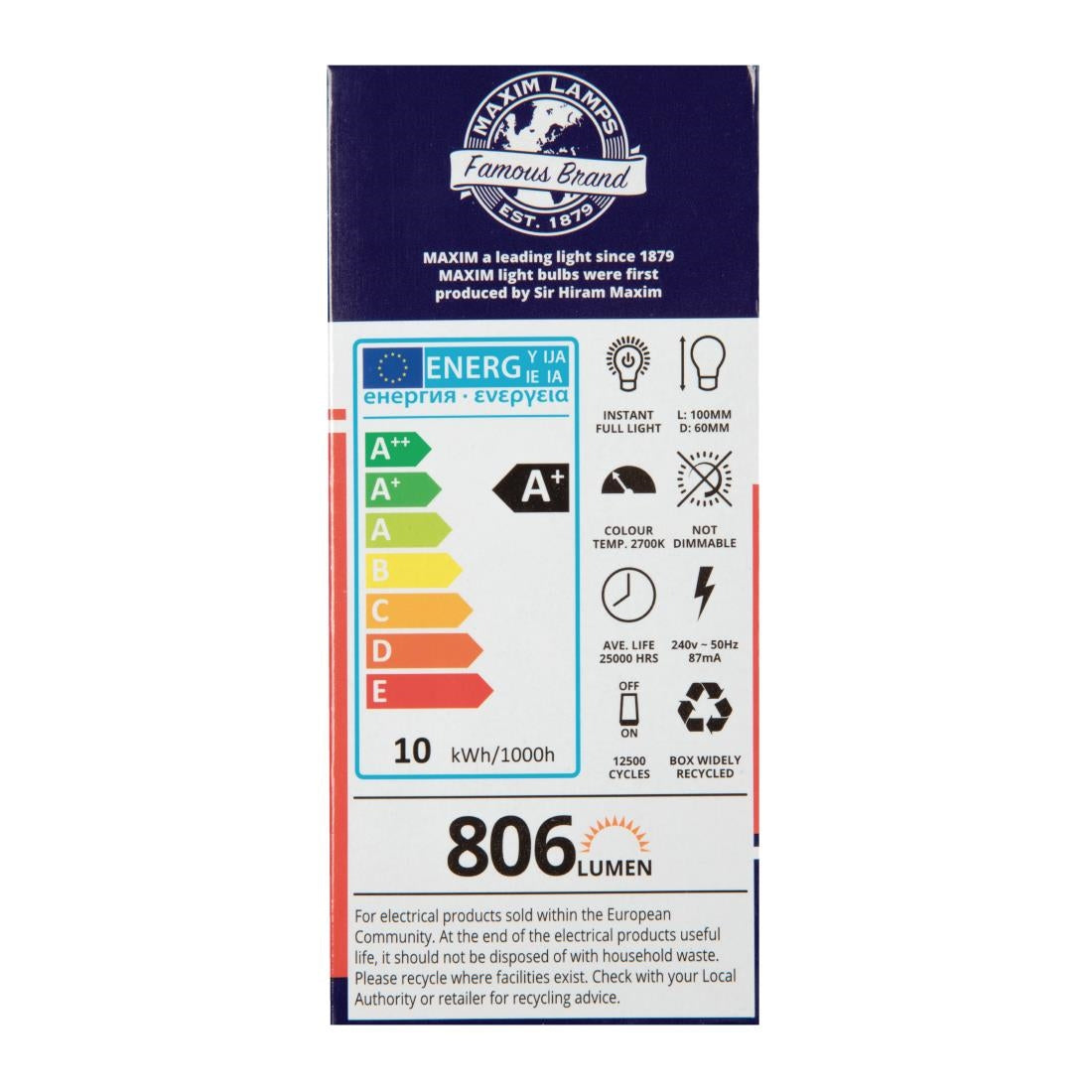 Maxim LED GLS Edison Screw Warm White 10W (10 Pack)