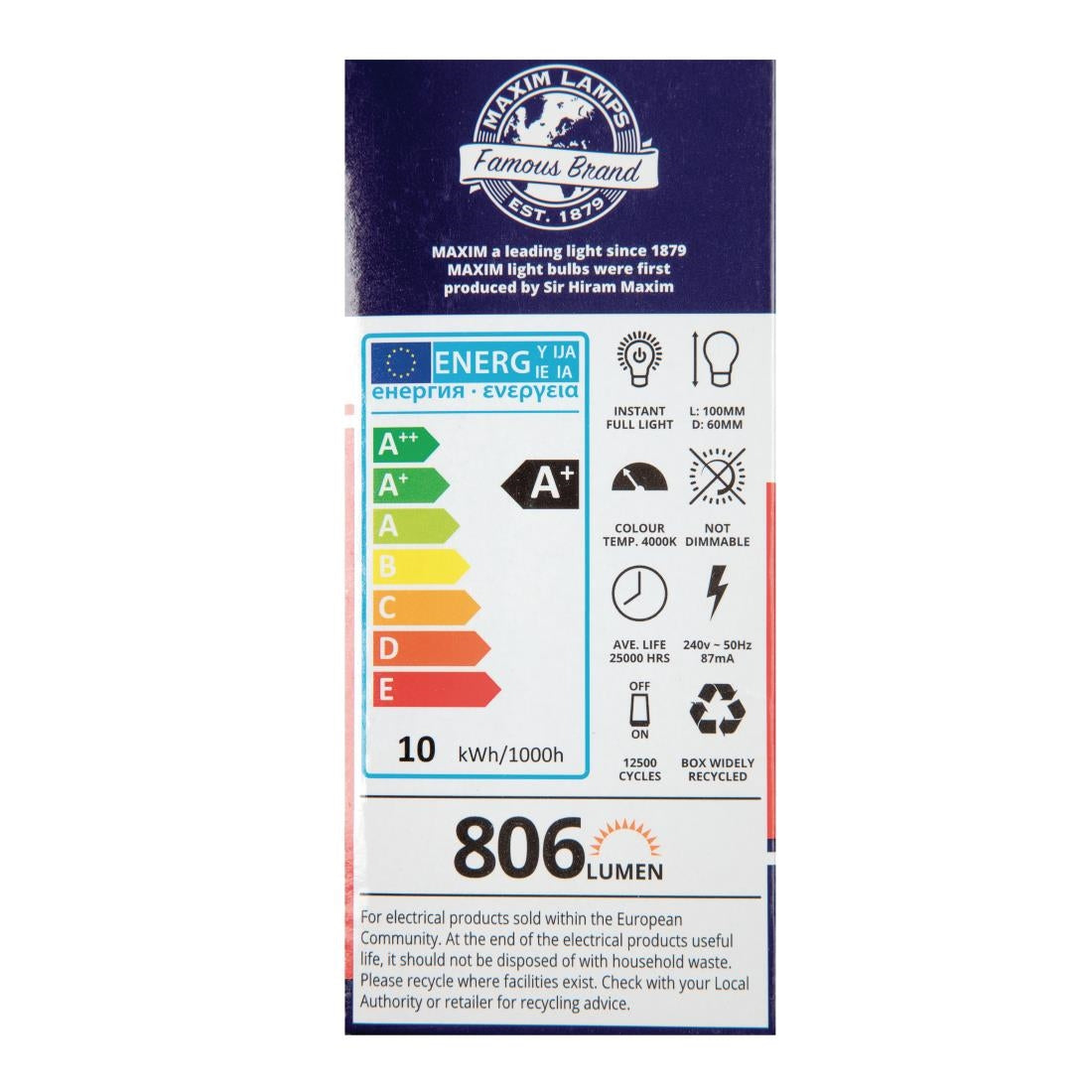 Maxim LED GLS Edison Screw Cool White 10W (10 Pack)