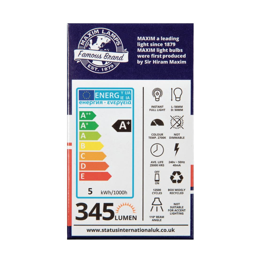 Status Maxim LED GU10 Pearl Warm White 5W (10 Pack)