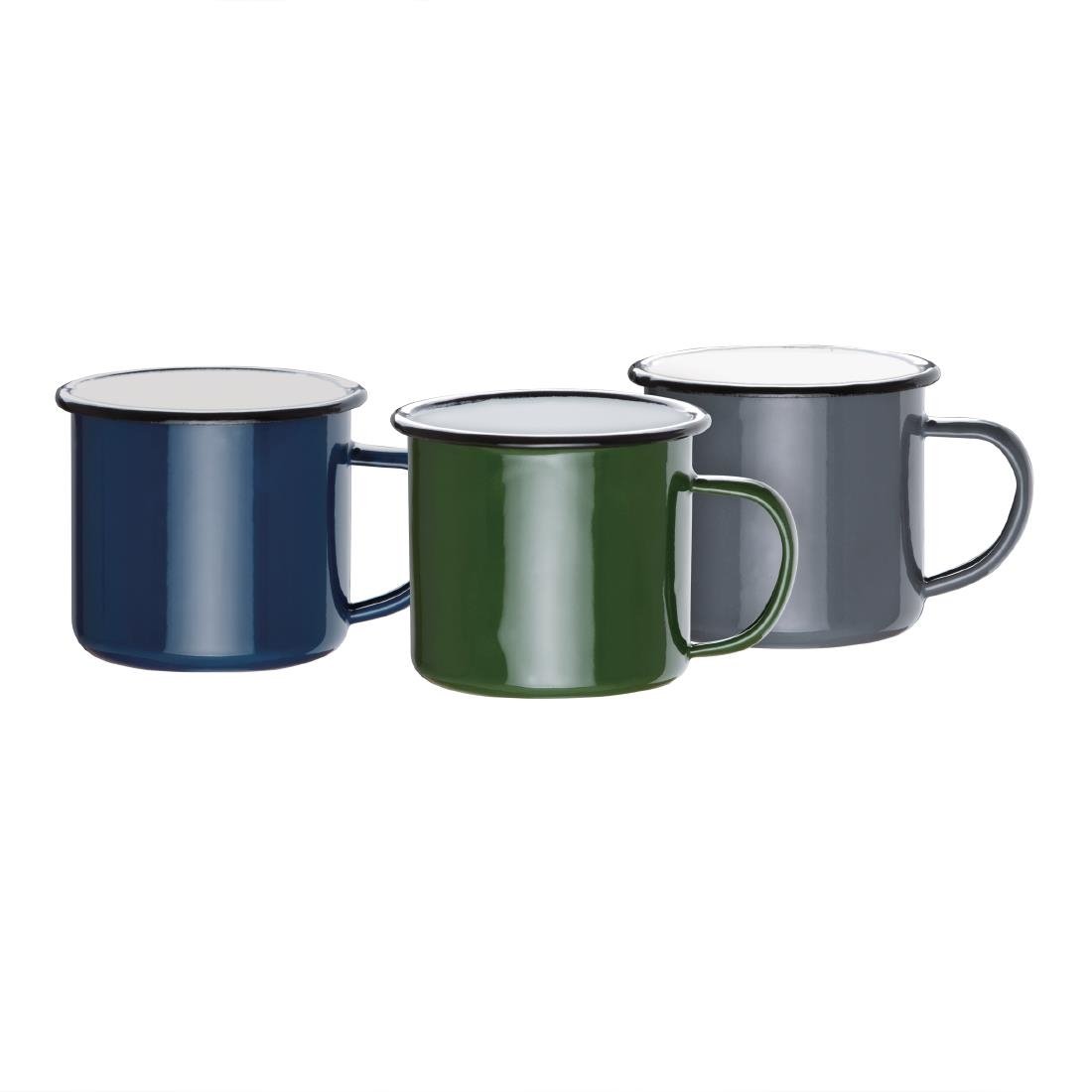 Olympia Enamel Mugs Green 350ml (6 Pack)