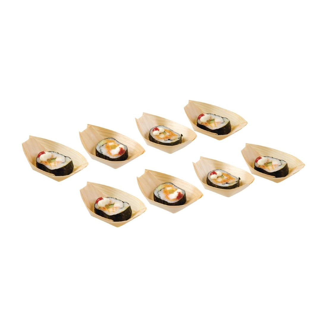 Fiesta Compostable Wooden Sushi Boats Small 80mm (100 Pack)