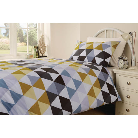 Mitre Essentials Geo Duvet Cover Open Olive Single