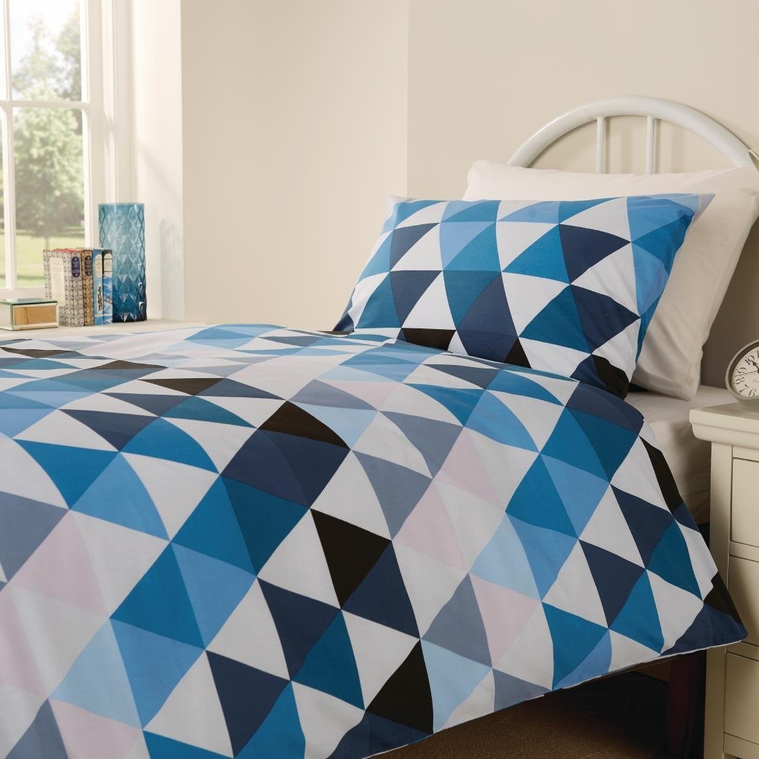 Mitre Essentials Geo Duvet Cover Open Blue Double