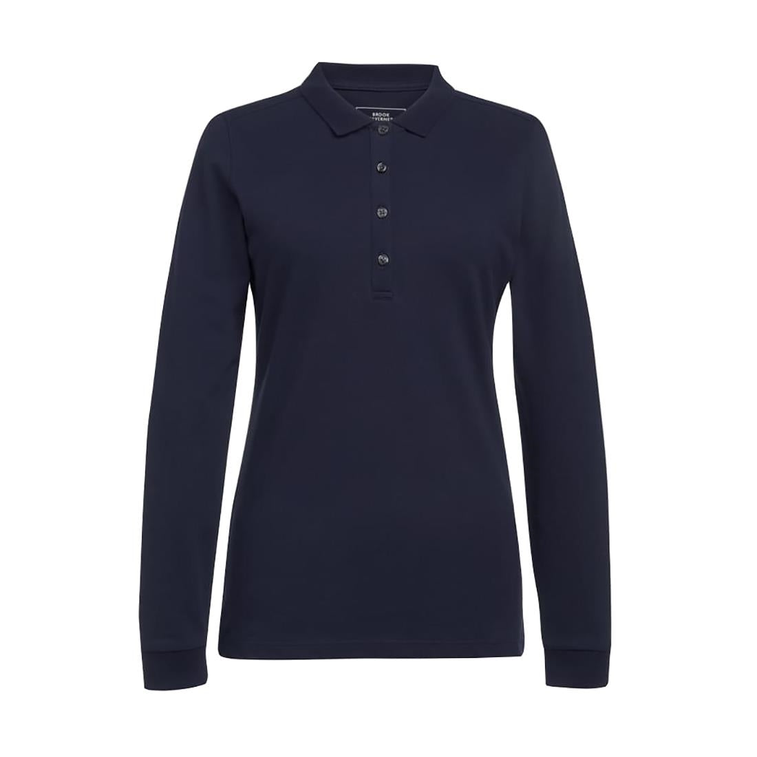 Brook Taverner Anna Womens Long Sleeve Polo Shirt Navy Size L