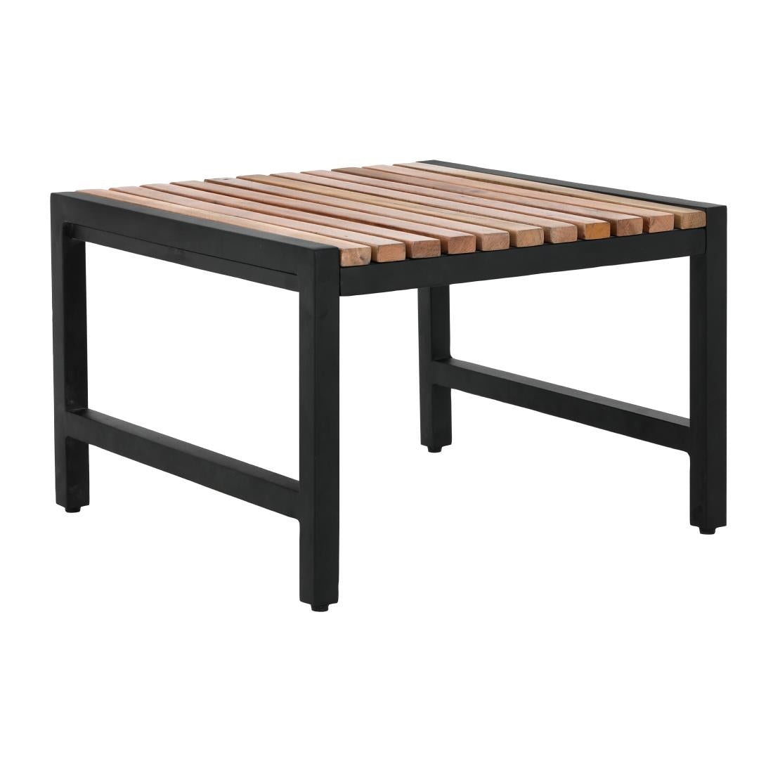 Bolero Steel and Acacia Low Bar Stools (4 Pack)