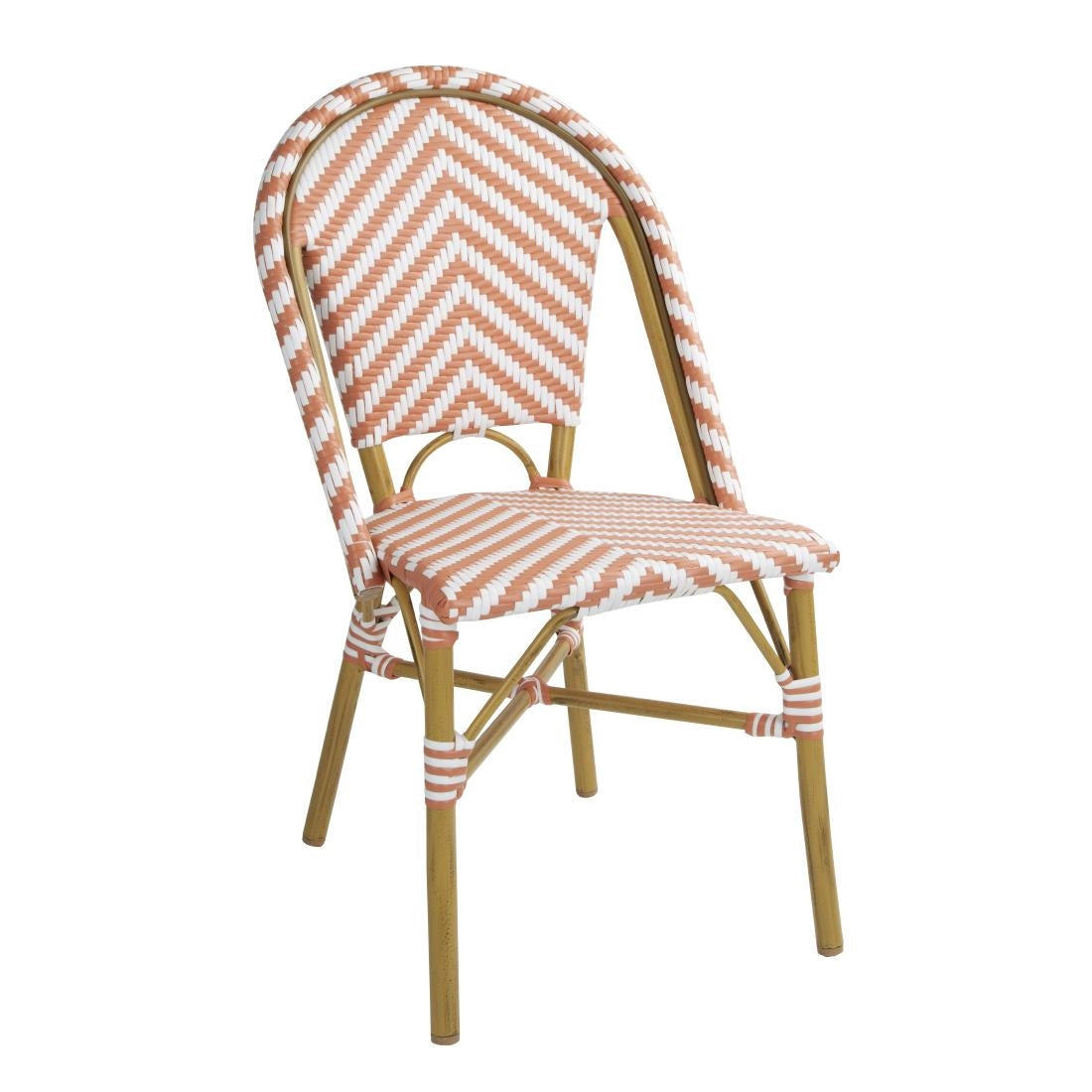 Bolero Parisian Style Rattan Side Chair Coral (2 Pack)