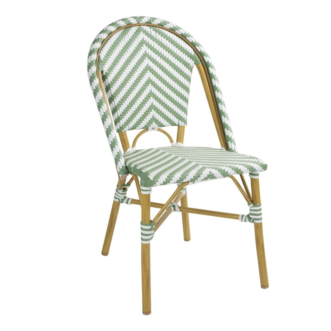 Bolero Parisian Style Rattan Side Chair Light Green (2 Pack)