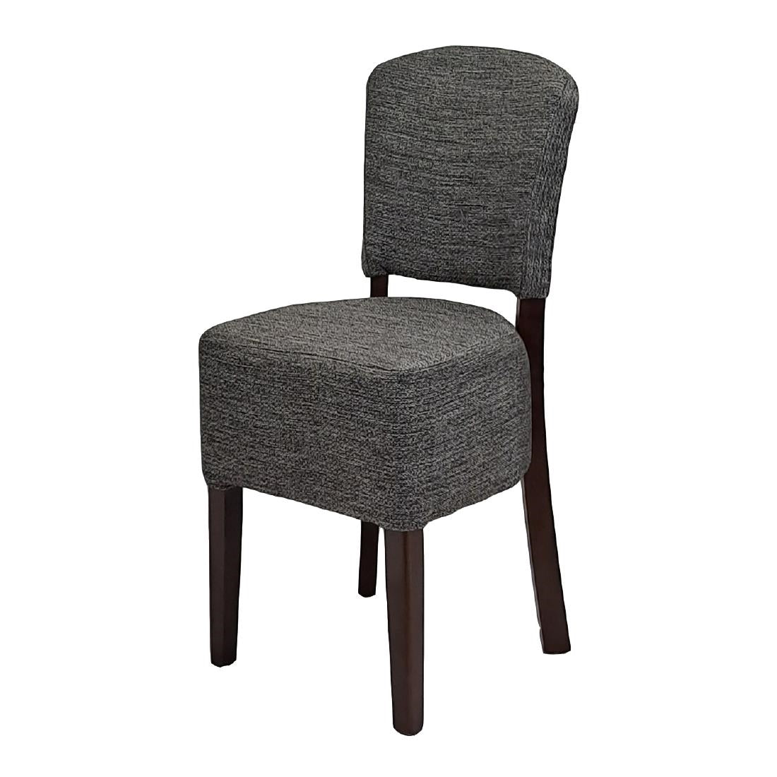 Hanoi Dining Chairs In Dark Walnut with Shetland Smoke Seatpad (2 Pack)