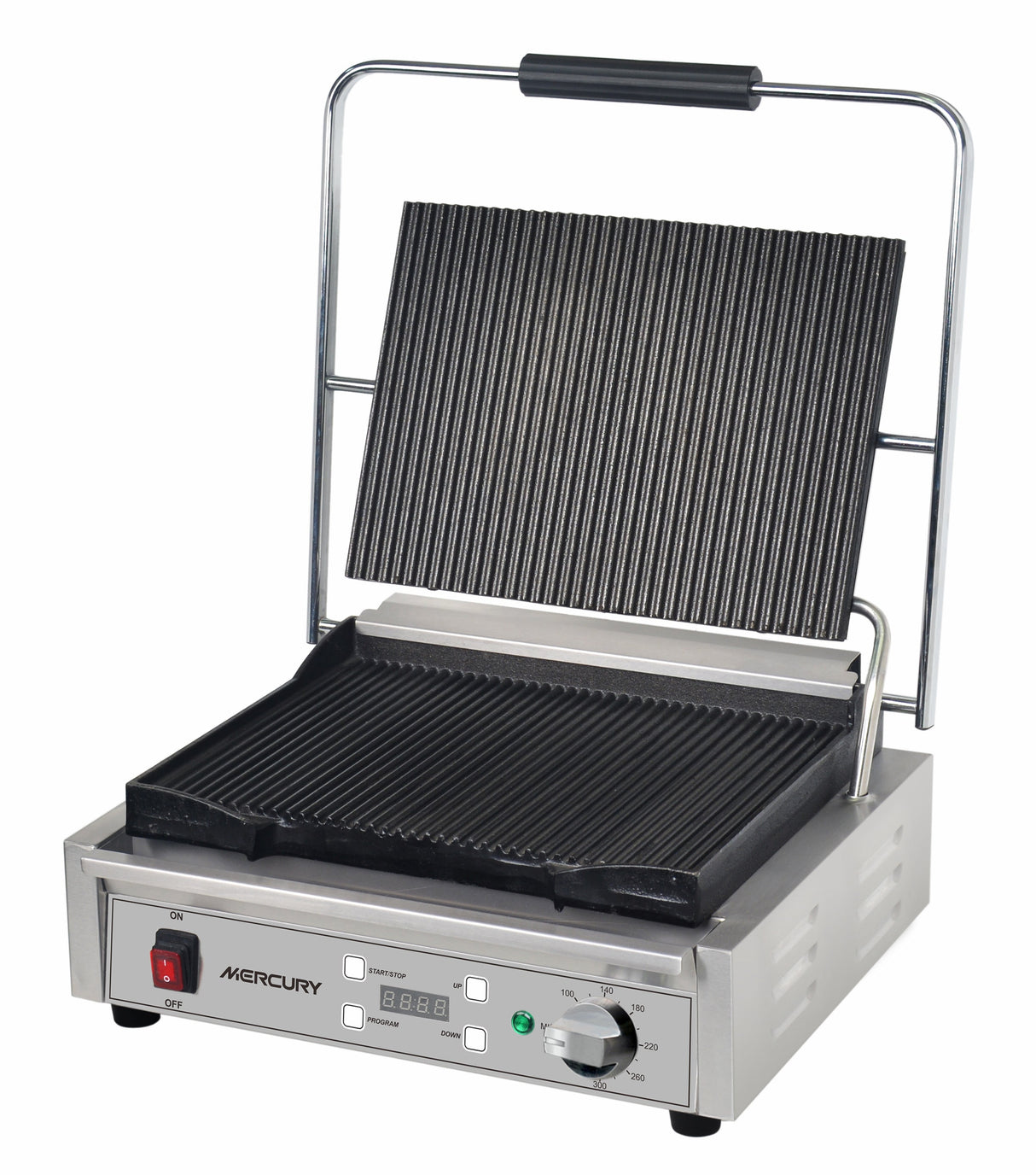 Mercury Single Countertop Ribbed Grill with Digital Timer