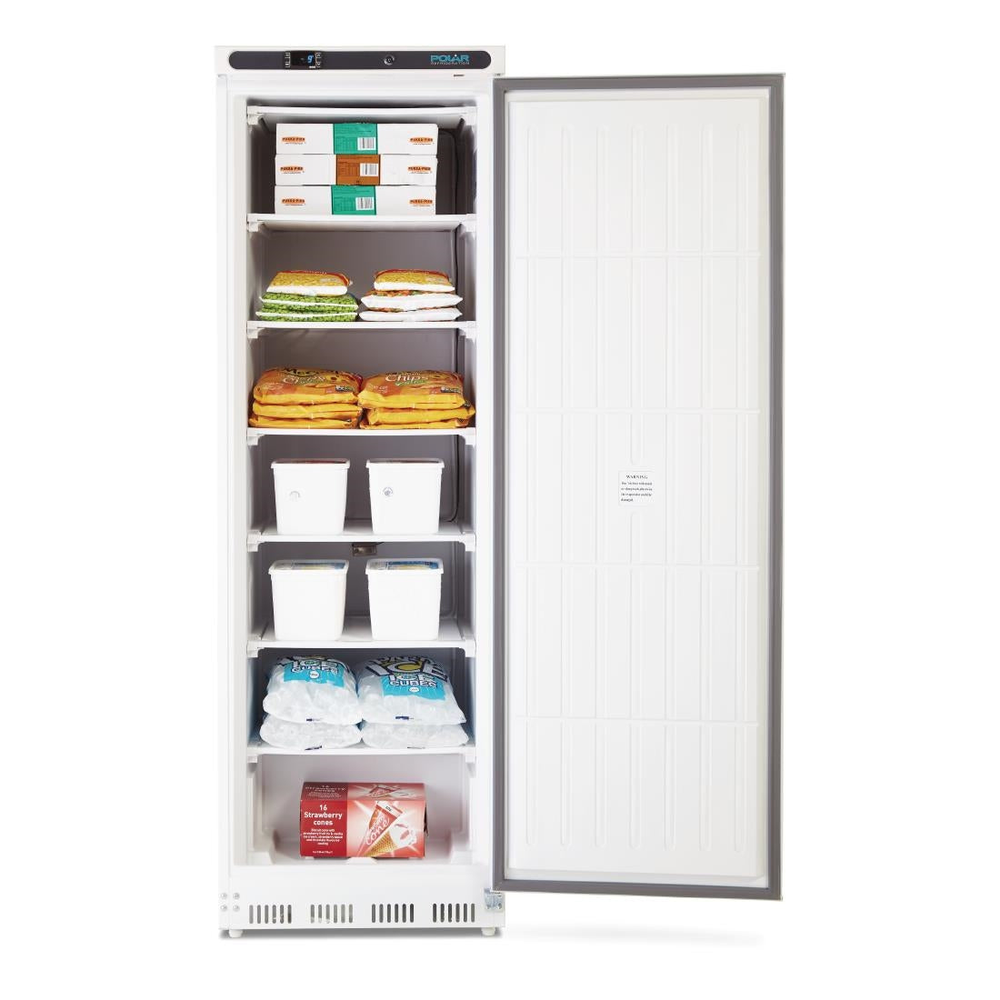 white upright freezer
