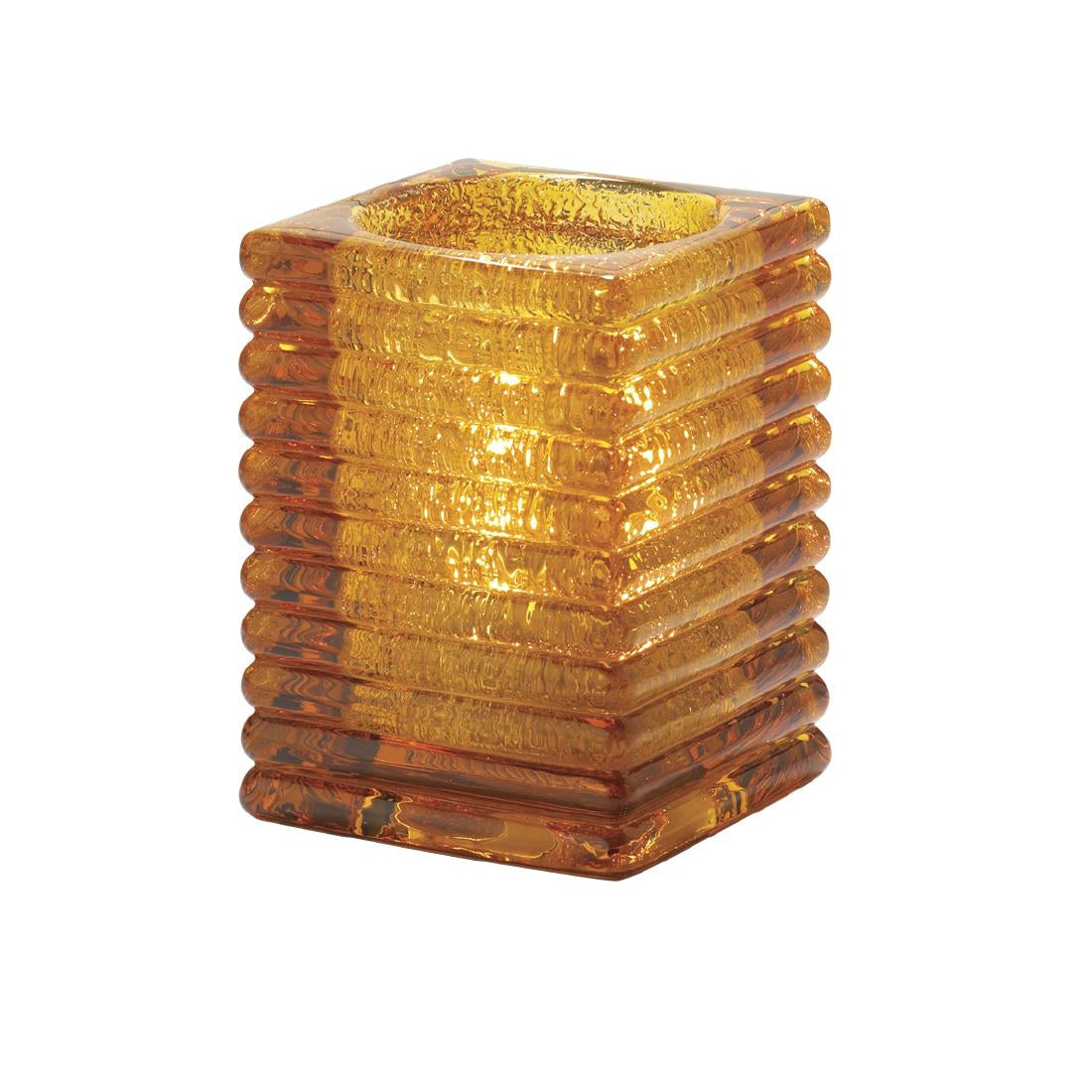 Hollowick Horizontal Rib Block Amber Jewel Glasses Lamp 71x 105mm (6 Pack)