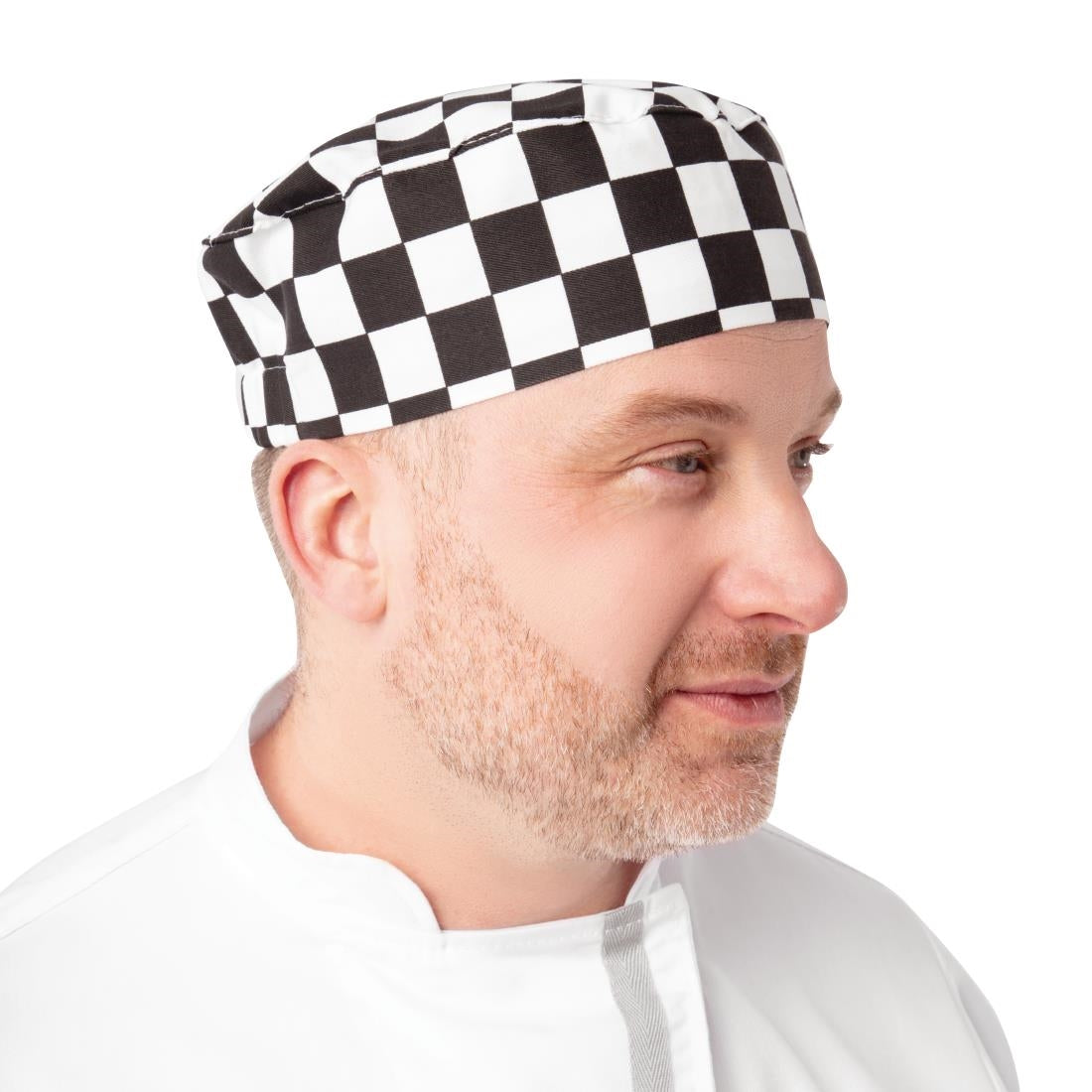 Whites Chefs Skull Cap Big Black & White Check
