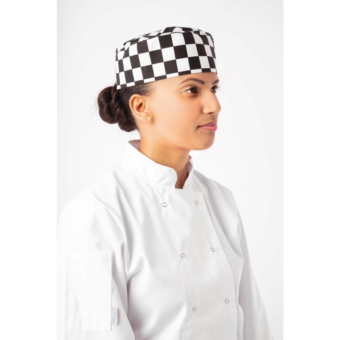 Whites Chefs Skull Cap Big Black & White Check